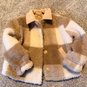 ZARA Kids' Checkered Sherpa Jacket